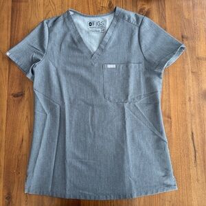 Figs Technical Collection Catarina One-Pocket Heather Gray Scrub Top XS Uniform